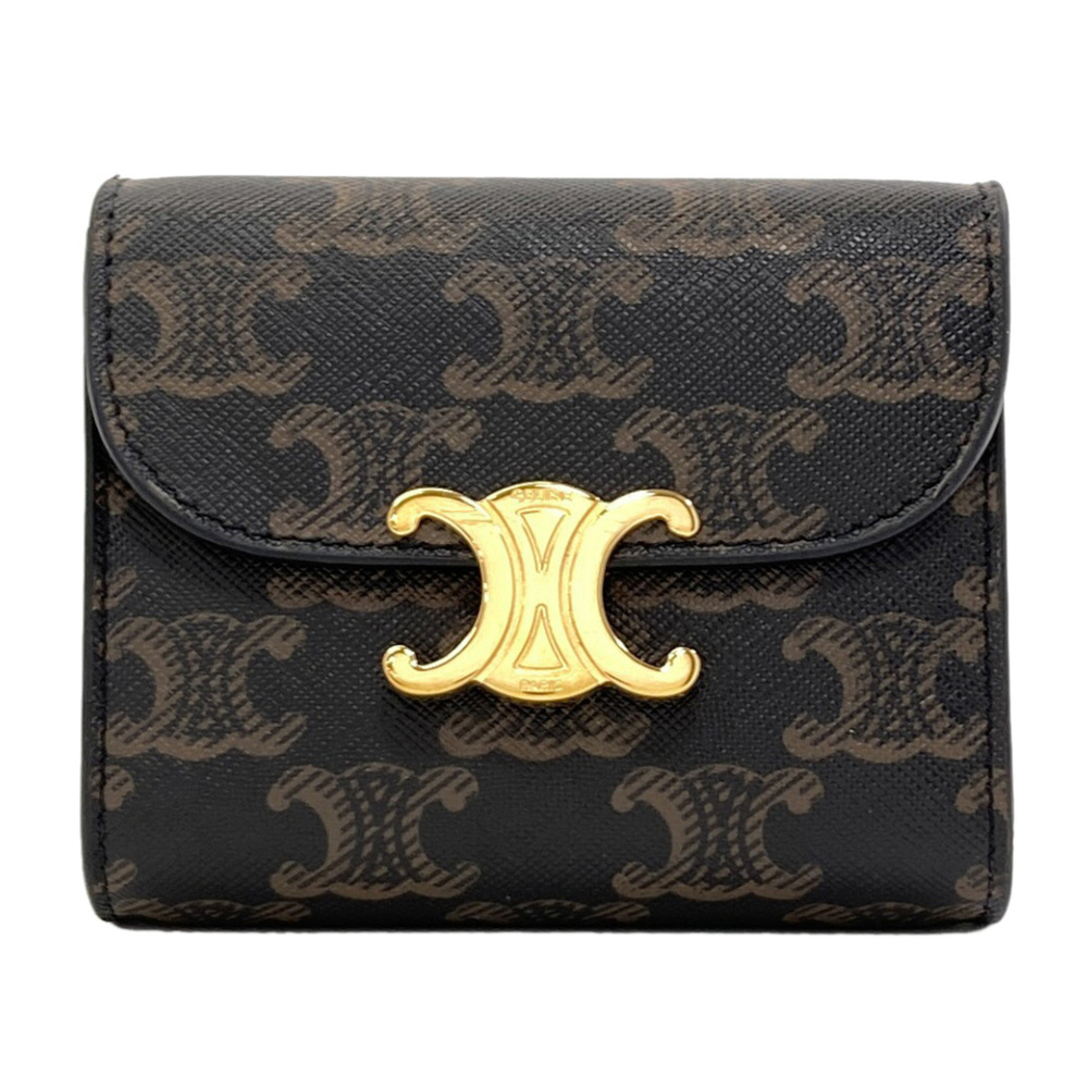 Celine Small Flap Wallet Triomphe Tri-fold Leather for Women